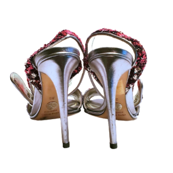 💄Red & Silver Sequin Heels - Picture 6 of 16